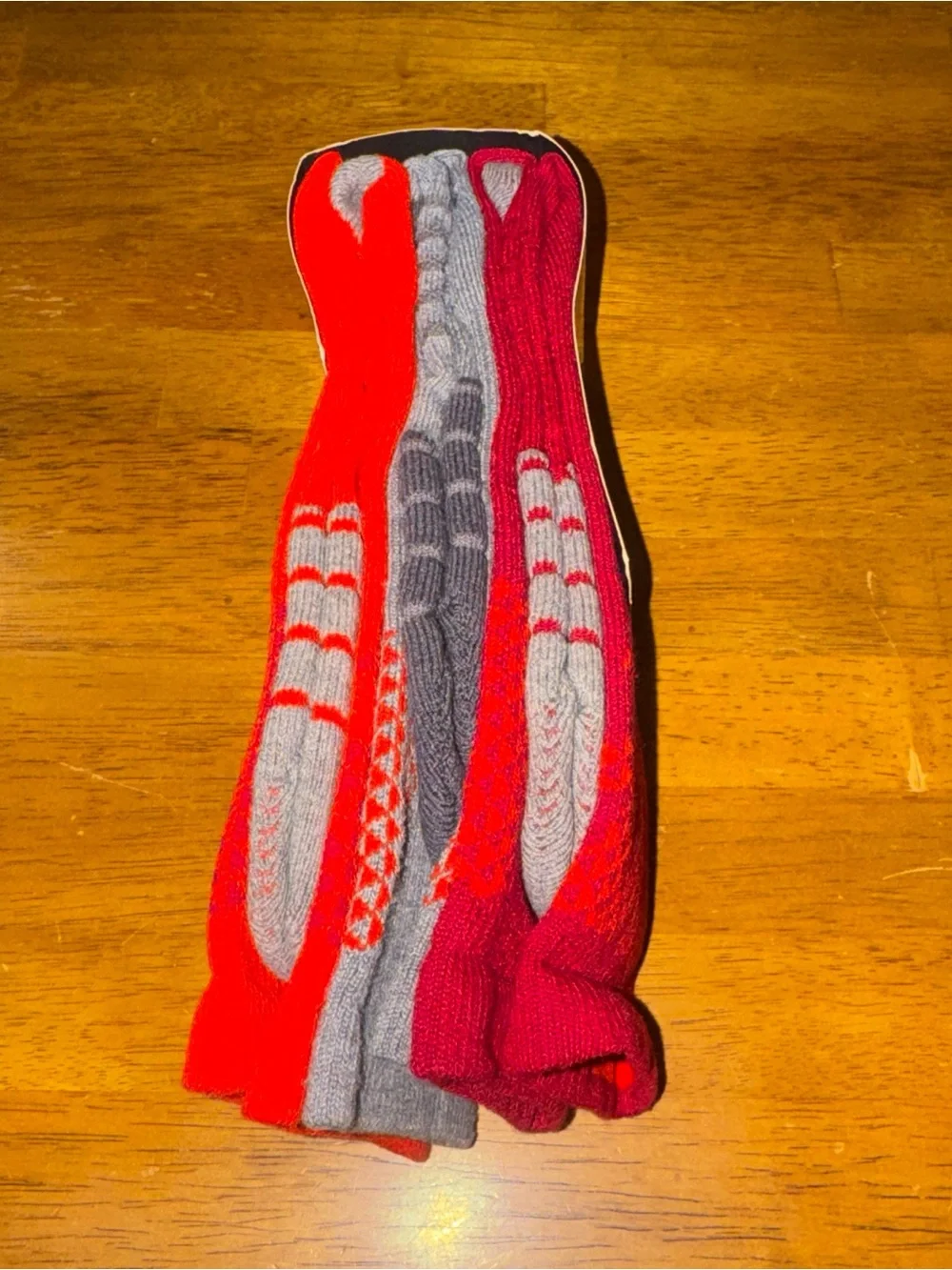 Nike Dry Cushioned Training Crew Socks Red Gray Large 3 Pair SX5526-902 New Tags